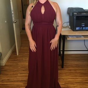 Lulu’s Burgundy Halter Maxi Dress